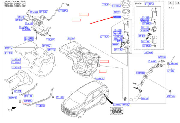 311152P000 - Hyundai Santa Fe MK3 DM Fuel Pump Gasket 311152P000 NEW ORIGINAL