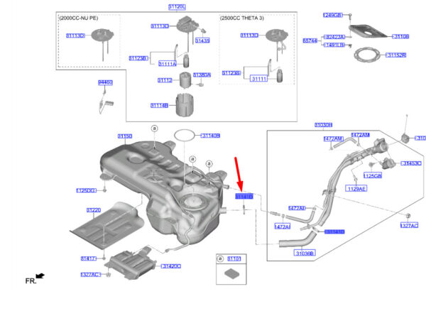 31141D3500 - Hyundai Tucson NX4 MK4 Fuel Tank Hose Clamp 31141D3500, Genuine