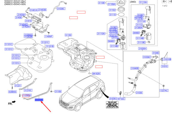 312102W000 - Hyundai Santa Fe MK3 DM Kraftstofftank links kahl Assy 312102W000 NEU ORIGINAL E