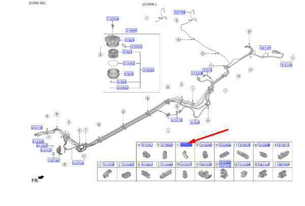 31225G9700 - Hyundai Tucson NX4 MK4 Heat Protection Clip for Fuel System 31225G9700 Part