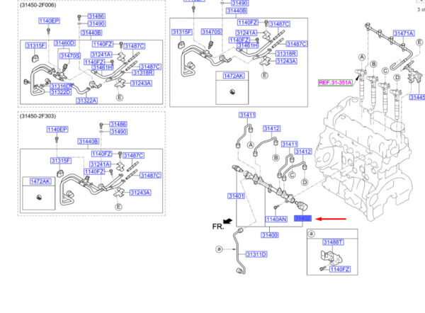 314022F000 - Hyundai Santa FE MK3 DM Fuel Distributor Tube Pressure Regulator 314022F000 NEW