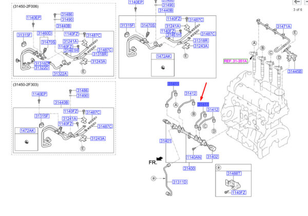 314112F000 - Hyundai Santa Fe MK3 DM Injection Line No. 1 314112F000 NEW ORIGINAL