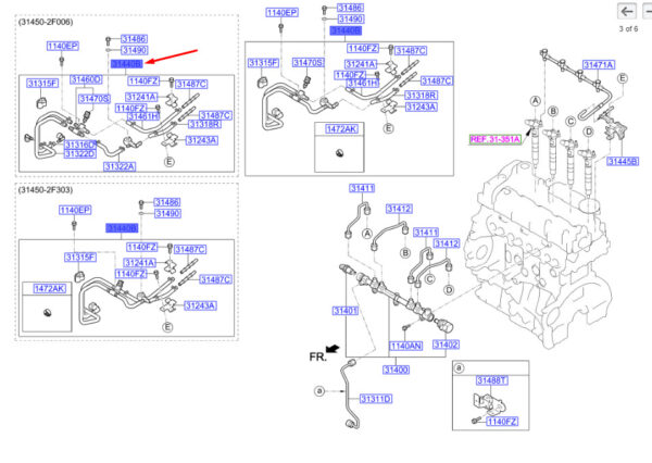 314502F005 - Hyundai Santa Fe MK3 DM Funktionsblock/Schlauchbaugruppe 314502F005, Original
