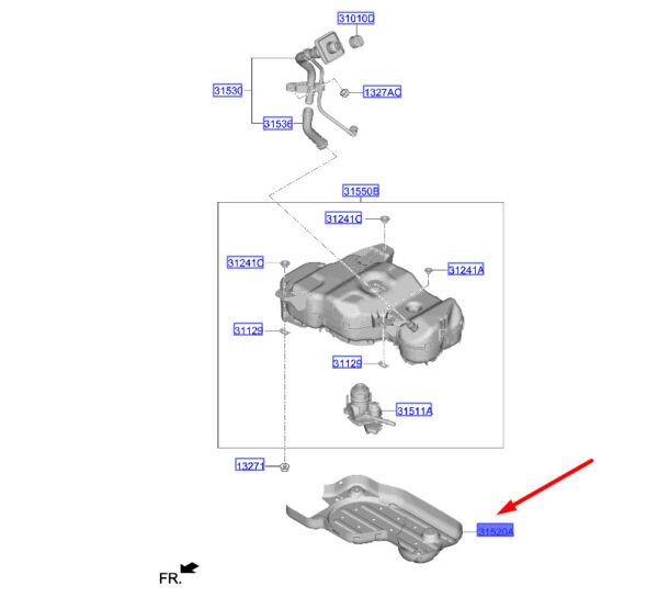 31520N7000 - Hyundai Tucson NX4 MK4 Harnstofftank-Schutzbaugruppe 31520N7000, Original
