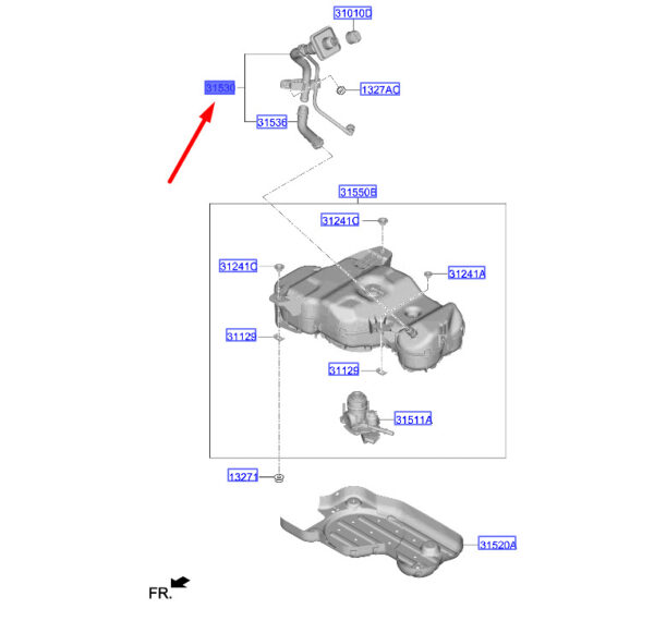 31530N7000 - Hyundai Tucson NX4 MK4 Fill Nozzle for Urea Tank 31530N7000, Original