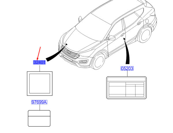 324012F250 - Hyundai Santa Fe MK3 DM Absorption Label 324012F250 NEW ORIGINAL