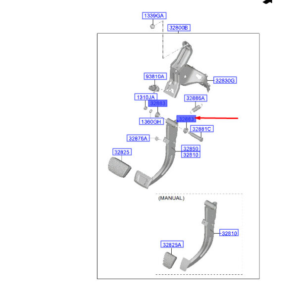 3288329000 - Hyundai Tucson NX4 MK4 brake pedal socket 3288329000, original part