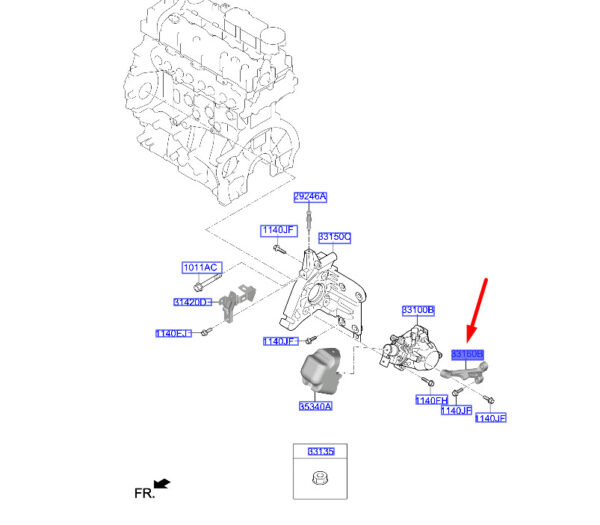 331602U000 - Hyundai Tucson NX4 MK4 Mount for Rear High Pressure Pump 331602U000 Original