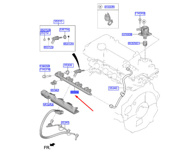 353402B250 - Hyundai Kona MK1 Fuel Line 353402B250 NEW ORIGINAL