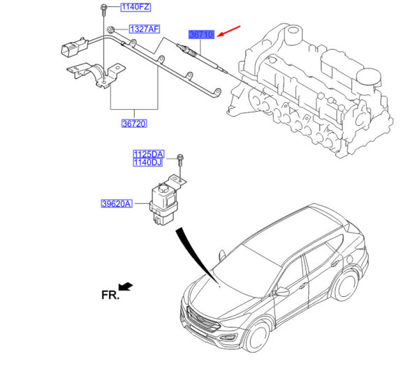 367102F101 - Glow plug for Hyundai Santa Fe MK3 DM 367102F101, original part