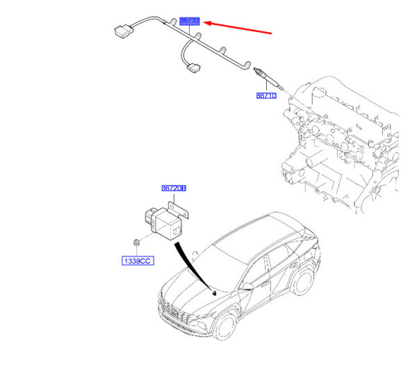 367202U000 - Hyundai Tucson NX4 MK4 Glow Plug Wiring 367202U000, NEW, ORIGINAL
