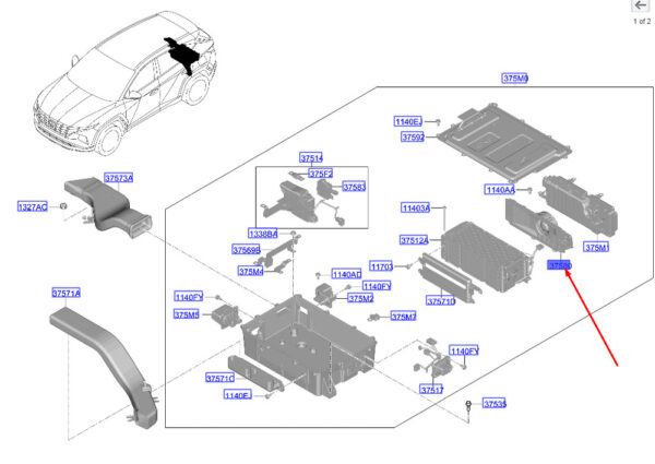 37580G4000 - Hyundai Tucson NX4 MK4 Batteriekühlung Gebläseeinheit Baugruppe 37580G4000 NEU