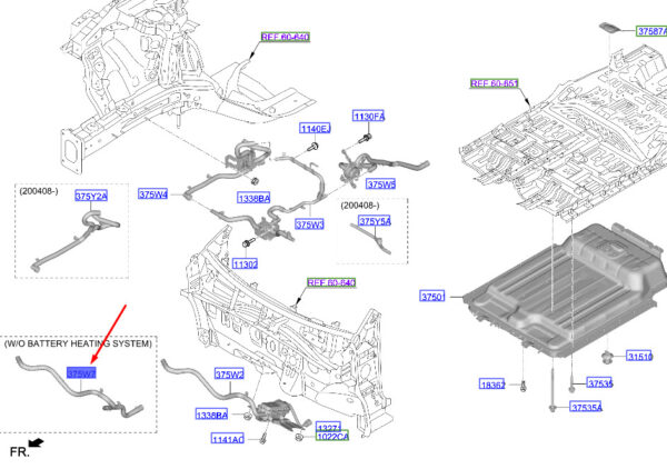 375W7K4000 - Hyundai Kona Electric MK1 Batteriesystem-Schlauchbaugruppe 375W7K4000, Original