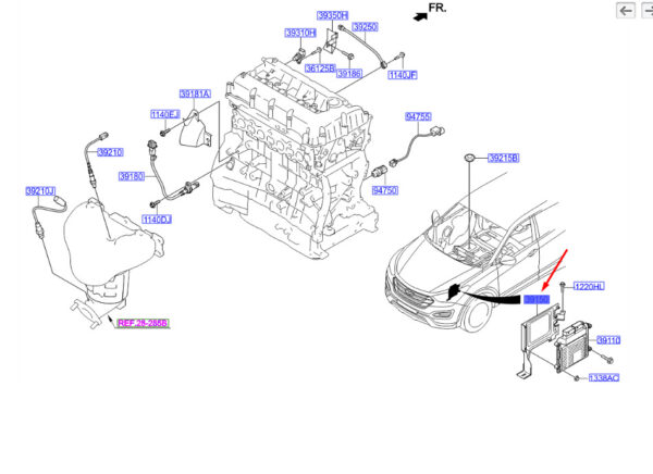 391502G800 - Hyundai Santa Fe MK3 DM Mount for Engine Control Unit 391502G800, Original Part