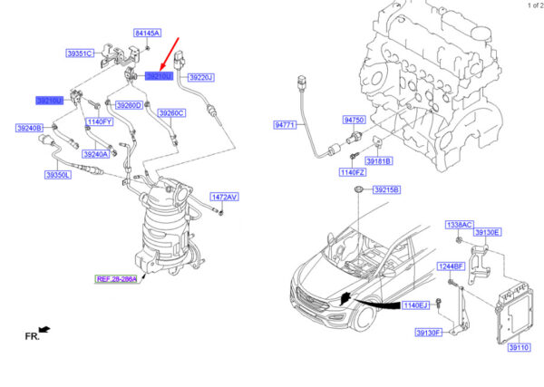 392102A800 - Hyundai Santa Fe MK3 DM Differential Pressure Sensor 392102A800 NEW ORIGINAL