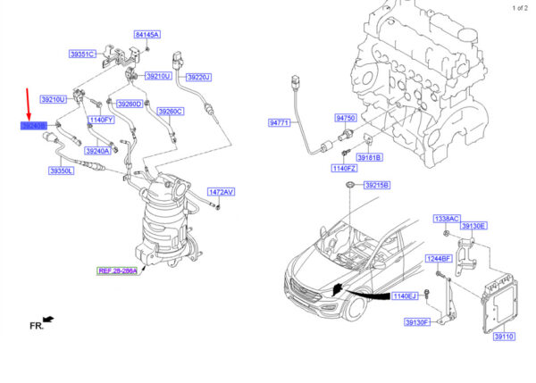 392502F700 - Hyundai Santa Fe MK3 DM Differential Pressure Hose B 392502F700 NEW ORIGINAL