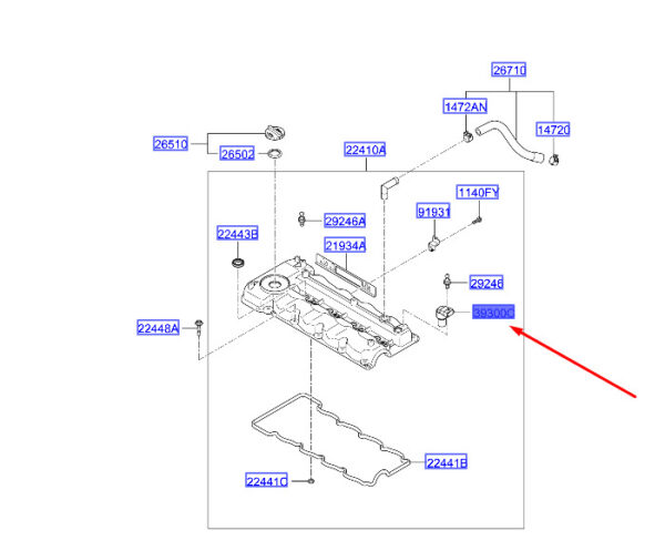 393002A000 - Hyundai i30 MK3 camshaft position sensor 393002A000 NEW ORIGINAL