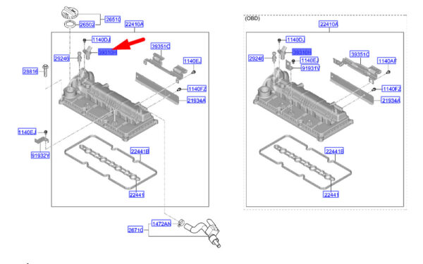 393002U000 - Hyundai Tucson NX4 MK4 Camshaft Position Sensor 393002U000, NEW, ORIGINAL