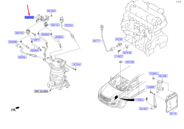 393552F002 - Hyundai Santa Fe MK3 DM Lambda Connector Mount 393552F002 NEW ORIGINAL