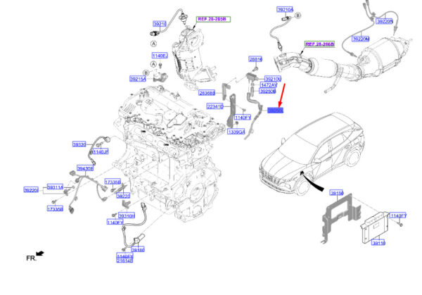 393632M480 - Hyundai Tucson NX4 MK4 Differential Pressure Hose C 393632M480, Original Part