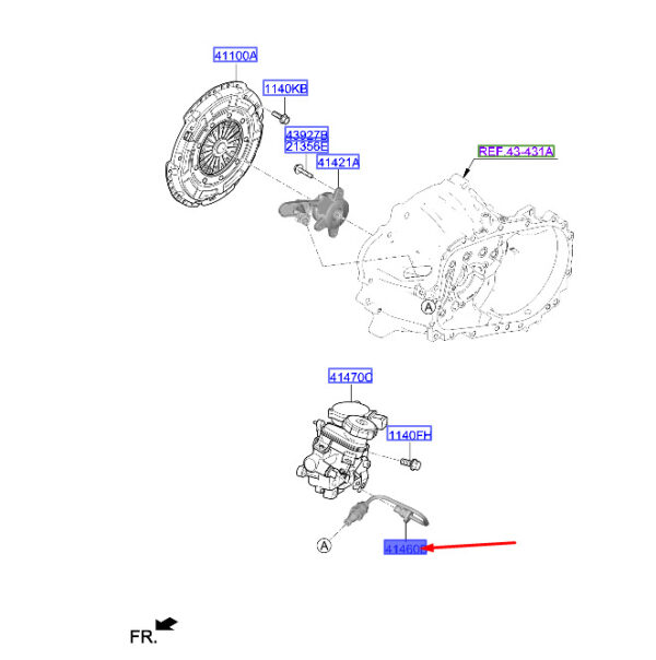 4146032800 - Hyundai Tucson NX4 MK4 Kupplungsrohrbaugruppe 4146032800, Originalteil