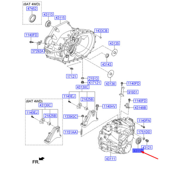 4311939030 - Hyundai Santa Fe MK3 DM transmission housing oil gasket left 4311939030 NEW ORIGINAL