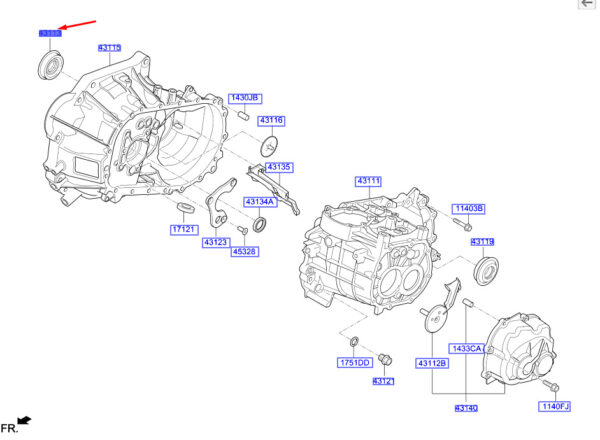 4311939050 - Hyundai Kona MK1 oil gasket for clutch housing 4311939050, original part