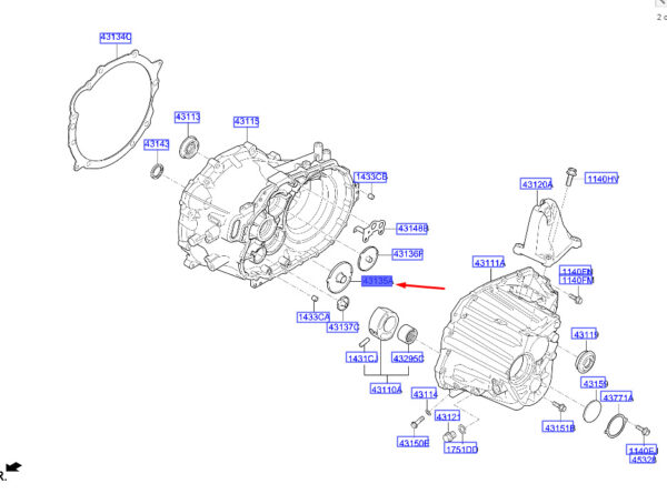 4313524300 - Hyundai Tucson NX4 MK4 Clutch Housing Oil Outlet 1 Guide 4313524300 NEW