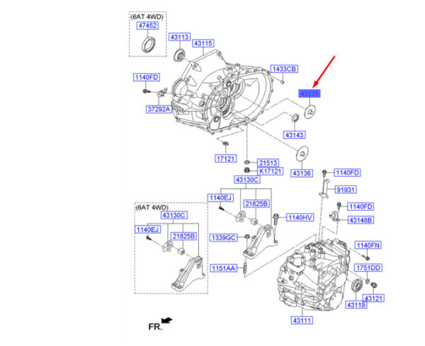 4313538000 - Hyundai Santa Fe MK3 DM clutch housing oil guide 4313538000 NEW ORIGINAL