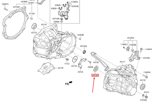 4313623200 - Hyundai Kona MK1 transmission housing oil guide 4313623200 NEW ORIGINAL
