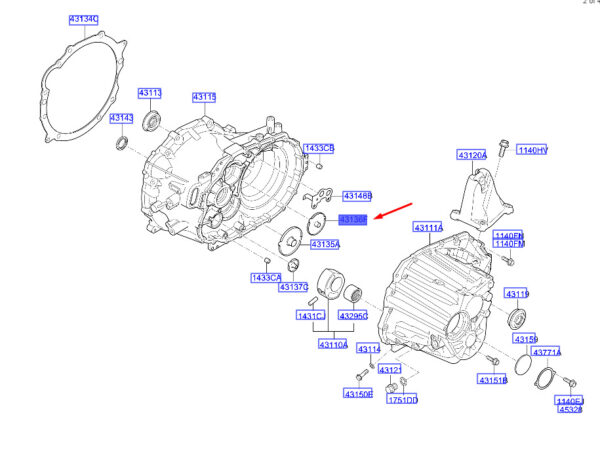 4313624301 - Hyundai Tucson NX4 MK4 Clutch Housing Oil Outlet 2 Guide 4313624301 NEW