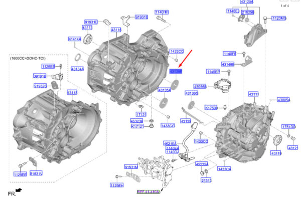 431362A020 - Hyundai Kona MK1 clutch housing oil output 2 guide 431362A020 NEW ORIGINAL