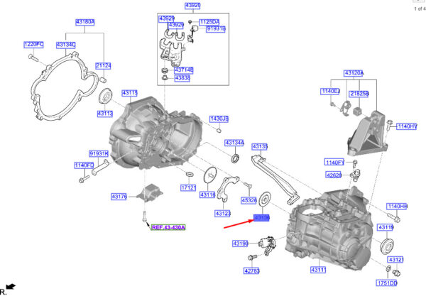 4313632400 - Hyundai Tucson NX4 MK4 Transmission Housing Oil Guide 4313632400, Original Part