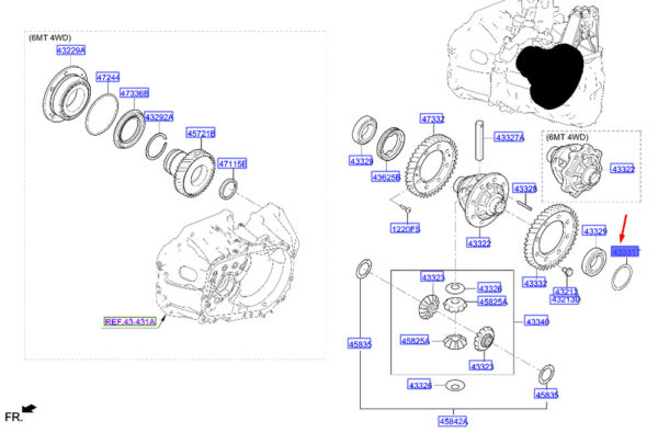 4333123062 - Hyundai Tucson NX4 MK4 Transaxle Diff. Spacer 4333123062, Genuine Part