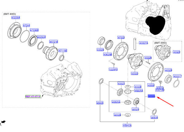 4334039055 - Hyundai Tucson NX4 Differential Transmission Kit 4334039055, NEW, ORIGINAL