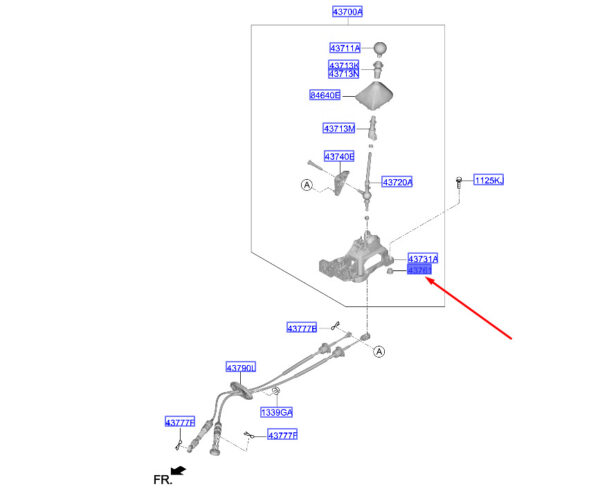 437611P100 - Hyundai Tucson NX4 MK4 Transmission Shift Lever Female 437611P100, Original Part