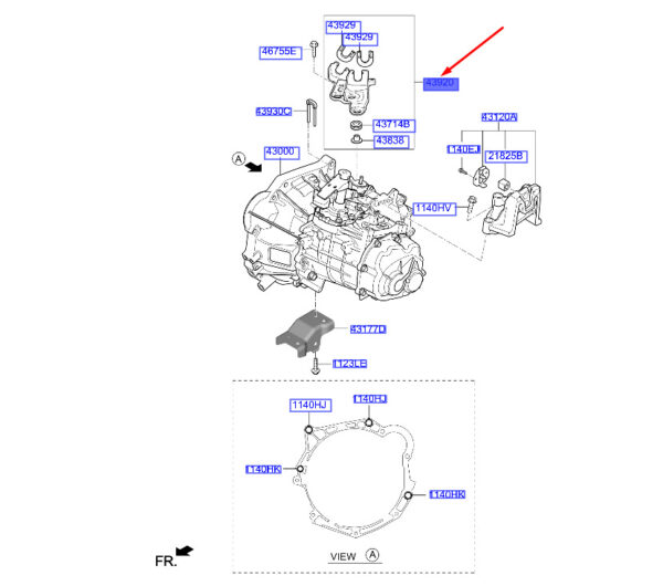 4392032206 - Hyundai Kona MK1 Transaxle Schalthebelhalterung Baugruppe 4392032206 NEU