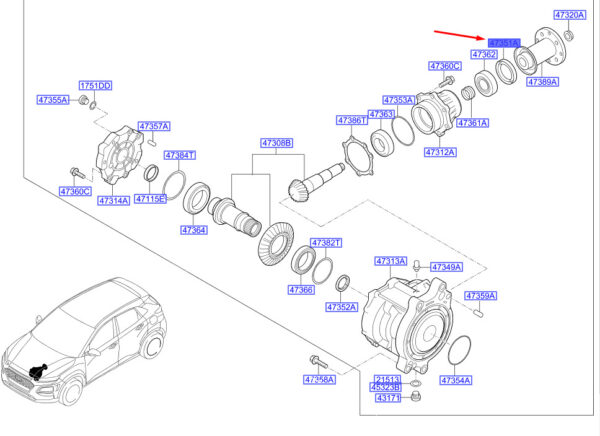 473513B711 - Hyundai Kona MK1 Transfer Oil Gasket 473513B711, NEW, ORIGINAL