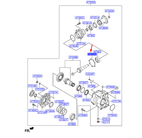 473863B194 - Hyundai Santa Fe MK3 DM Transfer Spacer 473863B194, Original Part