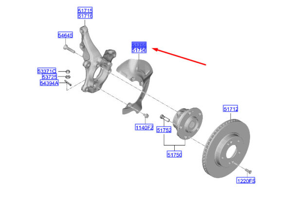 51755BE060 - Hyundai Kona MK2 brake disc protector front left 51755be060 new original
