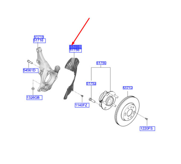 51755J9200 - Hyundai Kona MK1 brake disc protector front left 51755J9200 NEW ORIGINAL