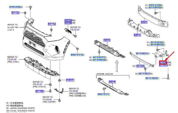 5210242100 - Toyota RAV 4 V XA50 Stoßstangenverlängerung vorne rechts Baugruppe 5210242100