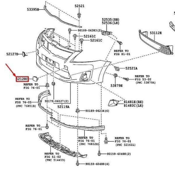 5212802915 - TOYOTA AURIS E150 Front Left Bumper Orig Towing Eye Cover
