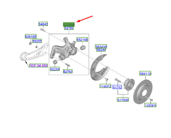 52710BE000 - Hyundai Kona MK2 knuckle rear left 52710be000 NEW ORIGINAL