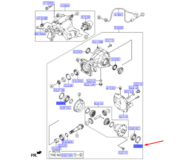 530643B282 - Hyundai Santa FE DM spacer for differential bearing rear 530643B282 part