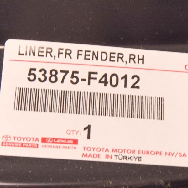 53875F4012 - TOYOTA C-HR MK1 FRONT RIGHT ARCH LINER 53875F4012 NEW GENUINE