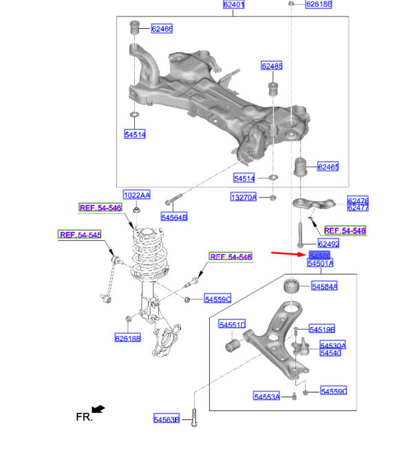 54500J9000 - Hyundai Kona MK1 Front Left Bottom Left 54500J9000 NEW ORIGINAL