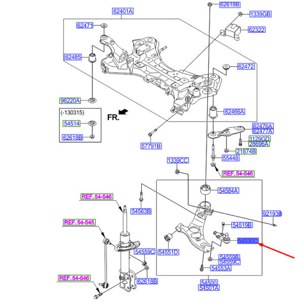 545303S100 - Hyundai Santa Fe MK3 Front Bottom Ball Joint 545303S100 NEW ORIGINAL