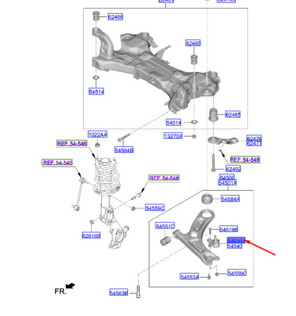 54530F2000 - Hyundai Kona MK1 Front Left Bottom Ball Joint 54530F2000 NEW