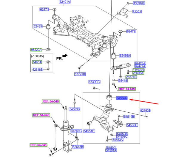 545842T000 - Hyundai Santa Fe MK3 Front Bottom Handlebar G Female 545842T000 NEW ORIGINAL